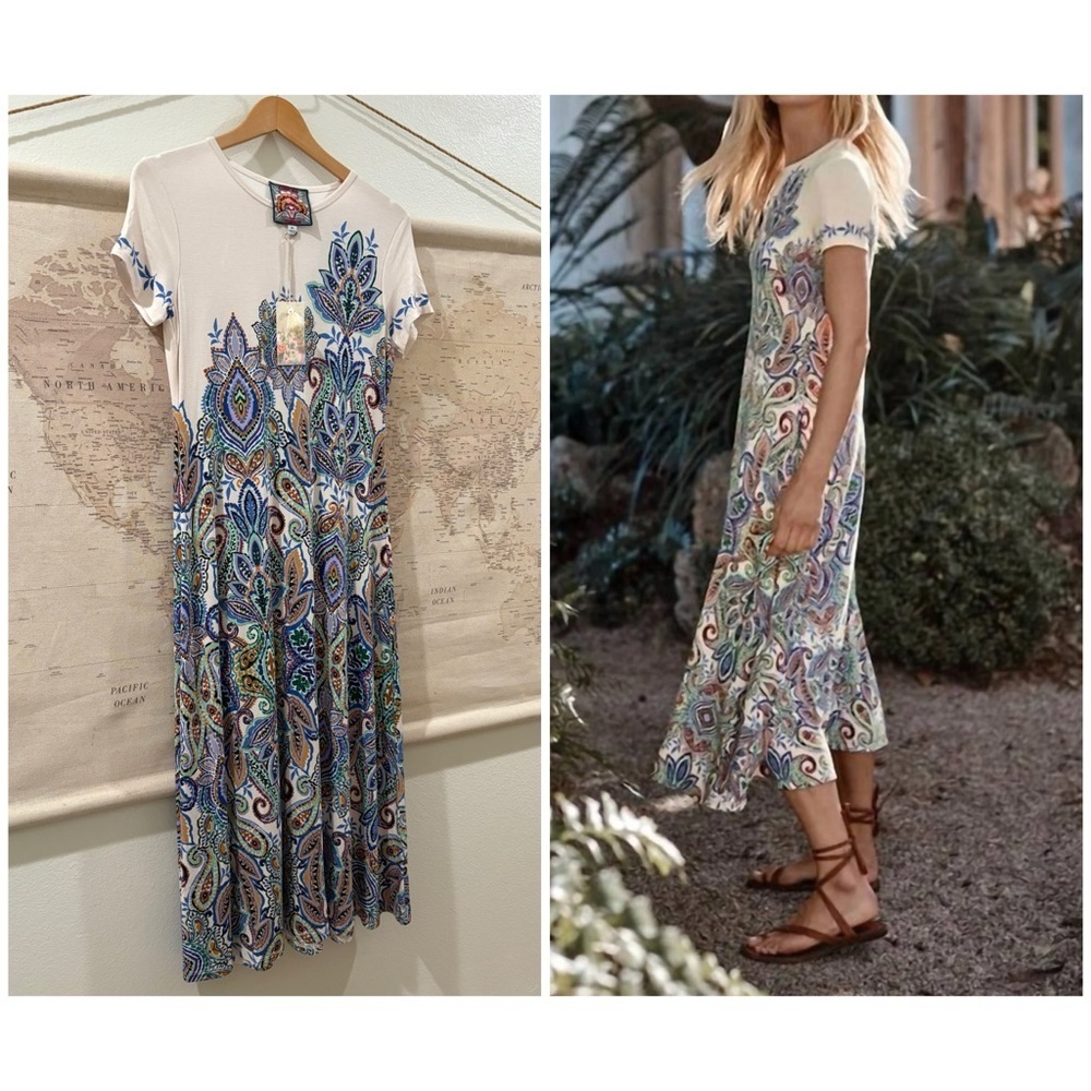 🆕Johnny Was - THE JANIE FAVORITE CAP SLEEVE DRESS Size X-Small NWT - Picture 1 of 13